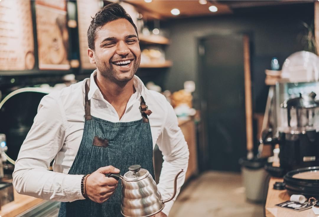 Person working in a cafe